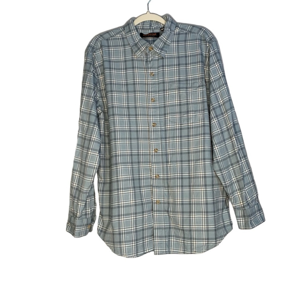 Ridgecut Toughwear light blue plaid long sleeve‎ flannel button down. Size L
